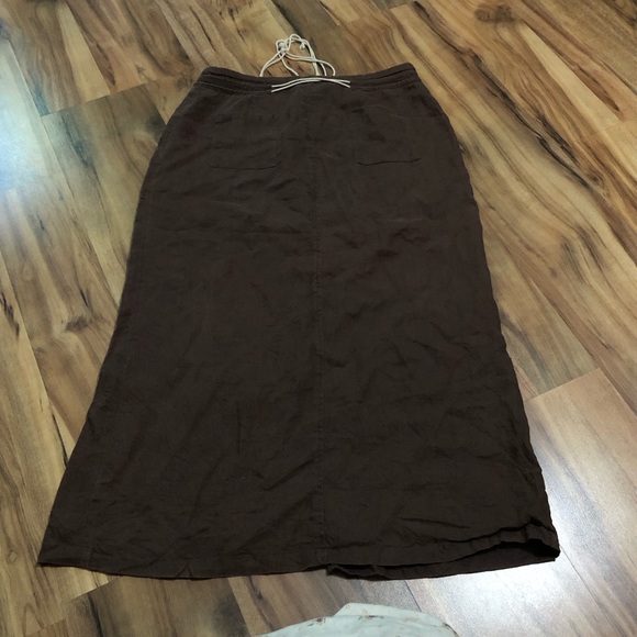 Eagles Eye 100% linen Y2K Boho 12 skirt slit brown - Picture 6 of 7